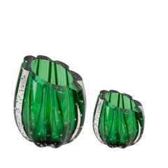 Par de vasos  Murano Marselha cor Verde Folha cristais Labone- Compre online na loja Paiva Presentes 