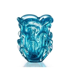  Vaso Cristal Murano com bolhas Azul 