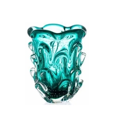 Mini Vaso de Murano com bolhas Verde Esmeralda São Marcos 