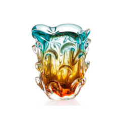 Jogo de Vasos Cristal Murano Bolhas Âmbar com Azul São Marcos na internet