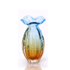 Vaso de Cristal Murano Trouxinha Azul Âmbar 20cm  Paiva Presentes