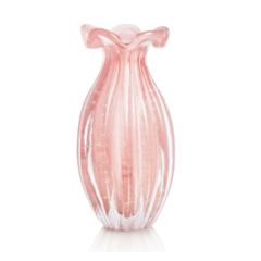 Vaso de Cristal Murano Trouxinha Rosé 24cm Paiva Presentes 