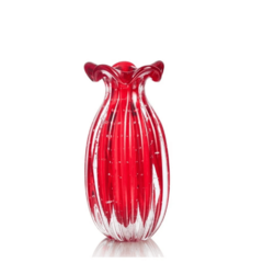 Vaso de Cristal Murano Trouxinha Vermelho 20cm 