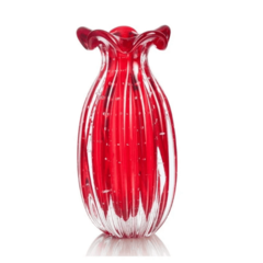 Vaso de Cristal Murano Trouxinha Vermelho 24cm