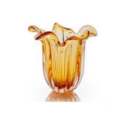 Mini Vaso De Cristal Murano Âmbar