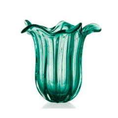 Vaso de Cristal Murano Verde Esmeralda 38cm São Marcos- Paiva Presentes 