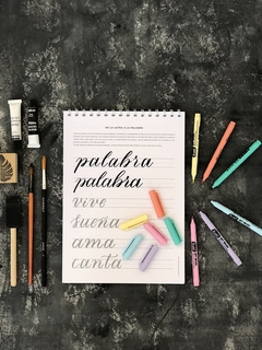 KIT-GUÍA DE CALIGRAFÍA / LETTERING + 6 marcadores pastel - tienda online