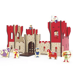 Castillo medieval de madera con personajes