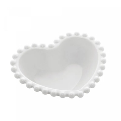 BOWL PORCELANA CORAÇÃO BEADS BRANCO 13x11x4CM - UNIDADE