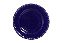 PRATO DE SOBREMESA BOLINHA AZUL - CONJUNTO COM 2