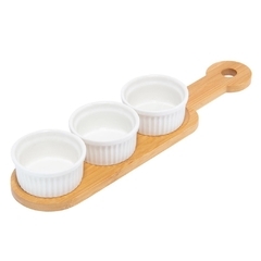 PETISQUEIRA DE PORCELANA COM SUPORTE BAMBU 33x8x4CM