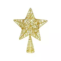 PONTEIRA ÁRVORE ESTRELA VAZADA DOURADA COM GLITTER - 24CM