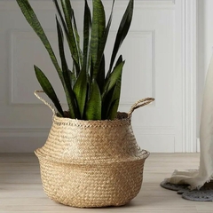 CESTO DE SEAGRASS NATURAL 32CM COM ALCAS - - loja online