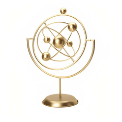 ESCULTURA SISTEMA ORBITAL EM METAL DOURADO