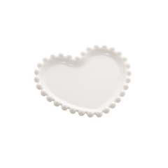 PRATO BRANCO DE PORCELANA NO FORMATO DE CORAÇÃO 12x10CM - UNIDADE