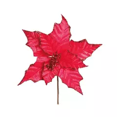 FLOR POINSETIA COM GLITTER VERMELHA 20CM - UNIDADE