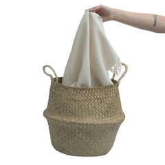 CESTO DE SEAGRASS NATURAL 32CM COM ALCAS - - comprar online