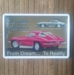 PLACA DE METAL DECORATIVA CORVETTE - 30x20CM