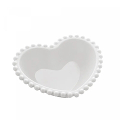 BOWL PORCELANA CORAÇÃO BEADS BRANCO 15x13x5CM - UNIDADE