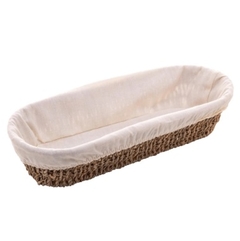 CESTA OVAL DE SISAL COM FORRO EM TECIDO - 35x13,5x7CM