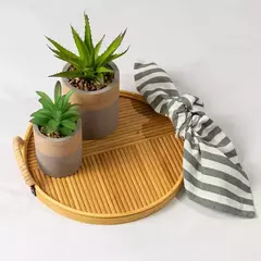 BANDEJA MÉDIA CIRCULAR DE RATTAN COM ALÇAS 30CM - comprar online