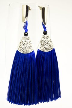 Brinco Tassel Azul com Prata