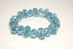 Pulseira Cristal Azul Transparente Briolet Facetada