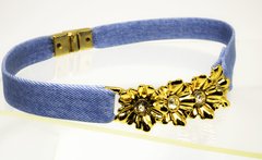 Gargantilha (ou Chockers) em Jeans e Metal Dourado (Flores) - comprar online