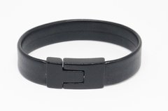 Pulseira Couro Ecológico Preto Liso - comprar online