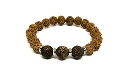 Pulseira de Semente Natural Indiana Rudraksha e Semente de Açai