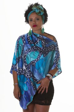 Túnica (Kaftan) 100% Seda - Pintada a Mão na internet