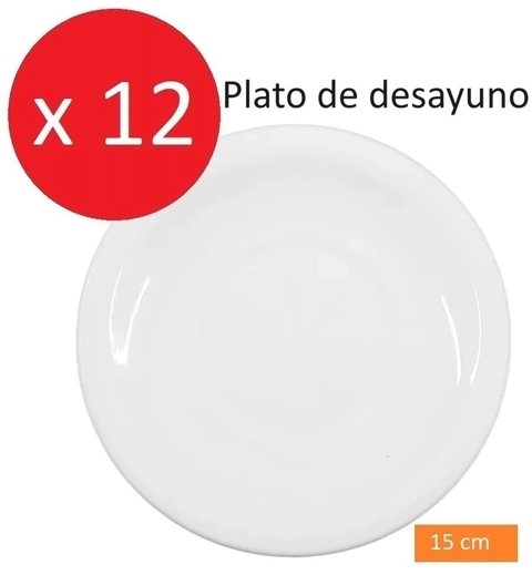 Plato de te desayuno 15 cm porcelana tsuji sin sello x 12 unidades - Linea 450