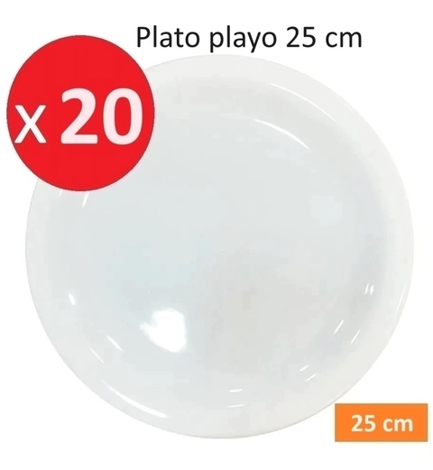 Plato playo 25 cm porcelana tsuji sin sello x 20 unidades - Linea 450