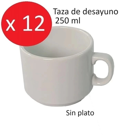 Taza de desayuno porcelana tsuji sin sello x 12 unidades - Linea 450