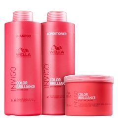 Kit Shampoo 1L + Condicionador 1L + Máscara 500g Invigo Brilliance Wella