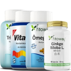 Kit Vitaway 30 Cápsulas + Ômega 3 60 Cápsulas + Triptofano 30 Cápsulas + Ginkgo Biloba 60 Cápsulas Fitoway