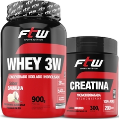 Kit Whey 3W Sabor Baunilha 900g + Creatina 300g Fitoway