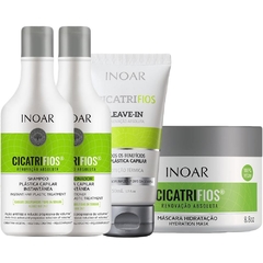 Kit Shampoo + Condicionador + Máscara Cicatrifios 3x250ml + Leave-In Cicatrifios 50ml Inoar