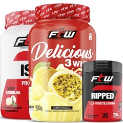 Kit Whey Sabor Maracujá 900g + Iso Protein Sabor Baunilha 900g + Ripped 60 Cápsulas Fitoway