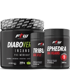 Kit Tribulus 90 Cáps + Ephedra 30 Cáps + Pré Treino Diabo Verde Maça Verde 300g Fitoway