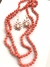 Conjunto colar de cristais coral + par de brincos folheado a ouro - comprar online