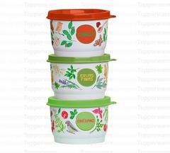  KIT POTINHOS TEMPERO FLORAL 3 PEÇAS TUPPERWARE