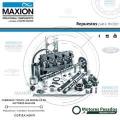 Repuestos Maxion - Maxion 2.5 - Maxion 2.8 - Maxion 3.0 - Maxion 4.236 - Maxion S4 - Maxion S4 Plus.