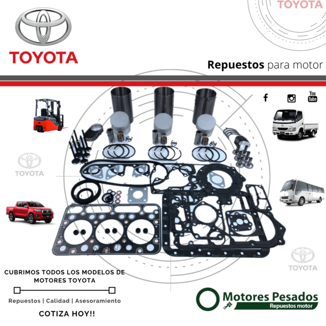 Repuestos Toyota - Toyota  12H-T - Toyota  Landrcuiser - Toyota  12R - Autoelevador Toyota - Toyota  12Z - Toyota  13Z - Toyota  14B - Toyota  Dyna - Toyota  14BT - Toyota  14Z - Toyota  18R - Toyota  Hilux - Toyota  1AZ-Fe - Toyota  1C - Toyota  1DZ - To