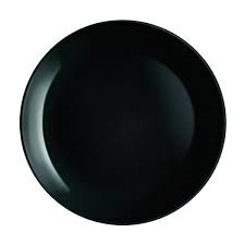 Plato playo negro diwali vidrio templado luminarc 25cm