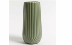 Florero de ceramica rayas verde claro 27X10 cm