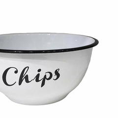 Copetinero Bowl enlozado blanco borde negro Chips 9 x 18dm - comprar online