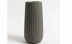 Florero de ceramica rayas gris 27X10 cm