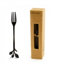 Mini Tenedor Leaf Acero Black 12cm