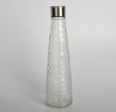 Botella de vidrio conica "Panal" tapa de acero 750ml